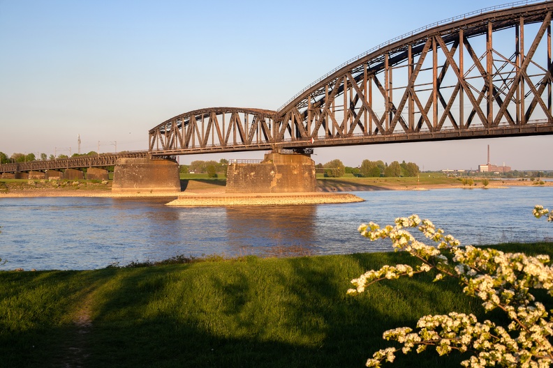 Die 1912 eröffnete Haus Knipp Eisenbahnbrücke überquert den Rhein zwischen den Stadtteilen Beeckerwerth und Baerl.Der Stahl stammt aus der Friedrich Alfred Hütte in Rheinhausen und hält jetzt schon über 100 Jahre haus_knipp_bruecke_1125.jpg