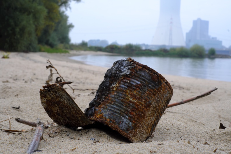 Blechdose am  Rhein