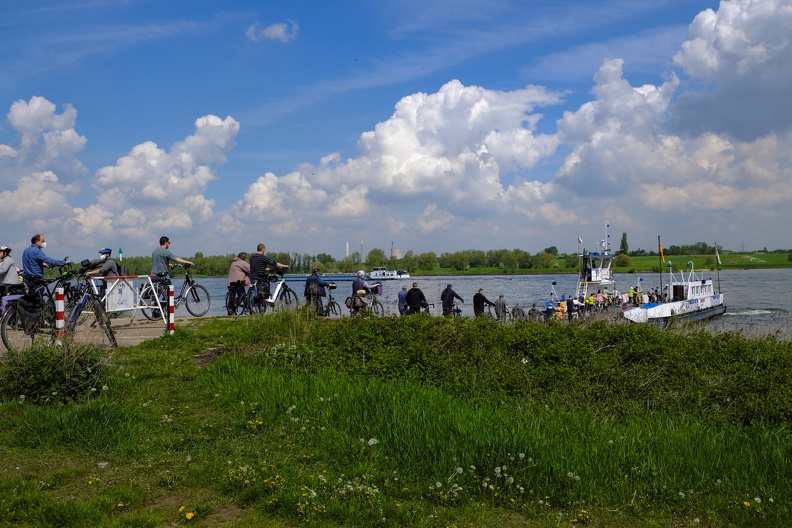 Rheinfähre Fahrradkolonne